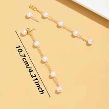 1 Pair Fashionable Elegant Tassel Pearl Stud Earrings - Gold Tassel - View 5