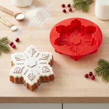 1pc Large Round 3D Snowflake Cake Silicone Mold Suitable For Making Muffins Bread Egg Baking Tray Chocolate Dessert Baking Mold - Multicolor - View 5