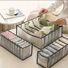 Simple Modern 3pcs Underwear Organizer Set, Mesh Storage Bags For Socks, Drawers, And Closet, Fashionable Women'S Accessory. - Grey - View 5