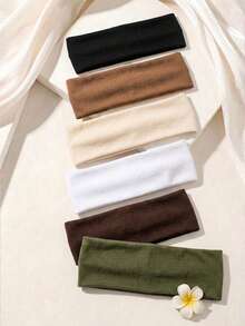 12pcs/Set Solid Color Wide Headbands For Women Soft Stretchy Elastic Hair Bands Basic Minimalist Headwraps For Daily Workout Autumn Hair Accessories - Multicolor - View 2