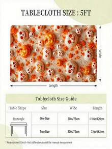 1pc Halloween Elastic Rectangular Tablecloth, Full Moon Haunted House Pumpkin Ghost Print, Outdoor Patio Party, Halloween Popular Decoration, Holiday Banquet Table Protector - A - View 2