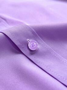 Men's Solid Color Regular Fit Long Sleeve Single-Breasted Formal Dress Shirt - Lilac Purple - View 4