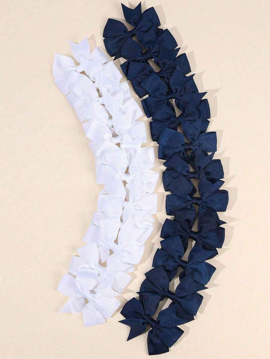 20 Pcs Grosgrain Ribbon Hair Bows Alligator Clips Navy Blue White Barrettes Hair Accessories For Women & Girls Hair Accessories Fall Bow Hair Clips - Multicolor - View 1
