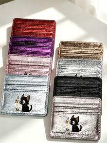 Credit Card Holder Small Wallet Women, Black Cat Leave,Coin Wallet Portable Card ID Card,Slim Pocket,Large Capacity,Birthday, Anniversary, Couples - Multicolor - View 2