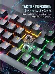 Acer OKW132 Wired Mechanical Keyboard: Premium Mechanical Switches, Backlit Keycaps; Metal Panel Is Wear-Resistant And Scratch-Resistant, Ergonomic Design For A Comfortable Typing Experience, USB Plug-And-Play For Easy Connection - View 3