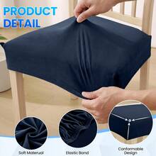 YSTYLE Velvet Elastic Chair Cover Seat 6-Piece Set, Universal Elastic Dining Chair Covers, Removable Chair Cover, Washable For Dining Room Home, Hotel, Banquet - Royal Blue - View 6