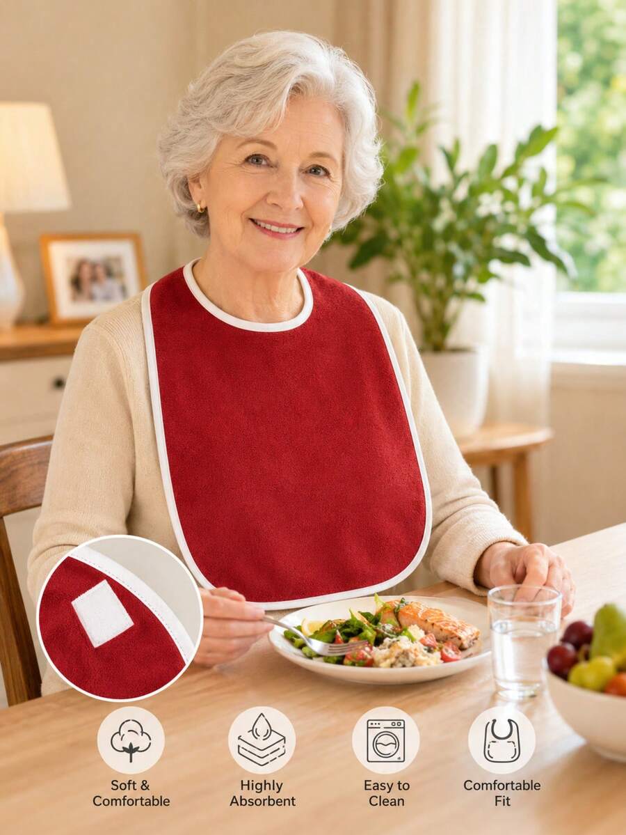 Extra Large & Wide Size, Waterproof & Stain-Resistant, Reusable, Suitable For Nursing Homes, Home Care, Solving The Problem Of Elderly And Dementia Patients Soiling Clothes During Meals, A Worry-Free Nursing Care Option. - Dark Blue Upgraded Version - View 1