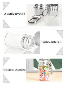 Mini Glass Bottle Keychain DIY Transparent Glass Message Bottle With Metal Key Ring, Bag Charm, Gift - Multicolor - View 9