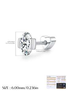MODIAN D Color Moissanite Helix Stud 925 Plata de Ley Delicada Corona Corazón Pendientes de Tornillo para Mujer Citas Joyería Fina - Plateado - Ver 16