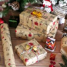 1 Roll Christmas Wrapping Paper -17 Inch * 49Feet -Wrapping Paper Roll For Christmas Gift Box Birthday Party Decoration- Lovely Deer Design Marry Christmas - 17in X 49feet - View 8