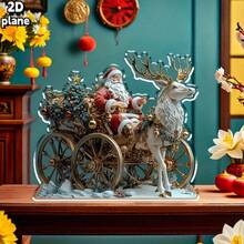 New Bohemian Style Santa Claus & Reindeer Acrylic Flat Home Desktop Decor Ornament, Suitable For Home And Living Room Holiday Decoration, Christmas Gift Idea, 2D Flat - Ornament - View 5