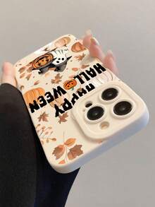 1pc Minimalist Personalized Halloween Pumpkin Ghost Slogan Pattern Off-White Pupil Full Coverage Anti-Drop Phone Case Compatible With IPhone 16 Pro Max/16/16 Pro/16 Plus/11/15/15 Pro/15 Pro Max/12/13/14 Pro Max/XS/XR/11 Pro/11 Pro Max/12 Pro/12 Pro Max/13 Pro/13 Pro Max/7 Plus/14 Pro/14 Pro Max/14 Plus/7 Plus/8 Plus/8/SE2/12 Mini/13 Mini Soft Shell Anti-Yellowing - Multicolor - View 4