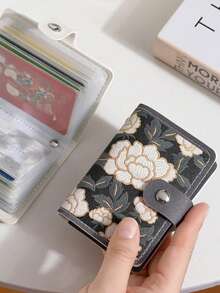 Exquisite Floral Credit Card Holder With Multiple Slots, Large Capacity, Compact And Portable, Suitable For Driver's License, Business Cards And Other Documents, Mini Lightweight Zipper Design, Perfect Gift For Wedding Bride, Mother's Day, Birthday, Holiday, Back To School, Graduation, Christmas, Easter - Multicolor - View 4
