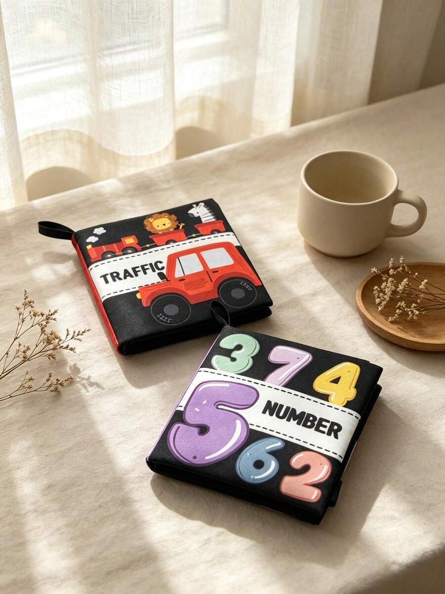 1 buah Buku Kain Kognitif Kontras Tinggi, Unisex untuk Bayi Laki-laki dan Perempuan, Kertas Suara Anti Sobek Terintegrasi, Cocok Sebagai Hadiah Edukasi Dini untuk Bayi Baru Lahir