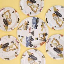 10/20/80pcs Construction Theme Birthday Tableware Set, Includes Paper Plates, Cups, Napkins, Suitable For Birthday Party Decoration, Baby Shower, Party Supplies - View 3