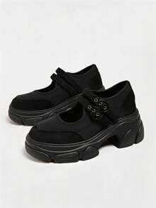 Design-Driven Functional Style Ballet Sports Shoes For Women 2025 New Thick Sole Mary Jane Shoes - Black - View 7