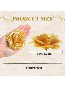 10 Artificial Roses, Wedding Decorations, Artificial Plants, Home, Restaurant, Kitchen Decorations, Holiday Party Accessories, Outdoor Garden Decorations, Christmas Decorations, Winter Decorations, Back-To-School Season. - Gold - View 3