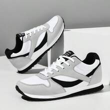 Men's Retro Soft Sole Comfortable Low-Top Minimalist Versatile Round Toe Lace-Up Style All-Season Breathable Flat Bottom College Style Casual Jogging Shoes - Light Gray-black - View 17