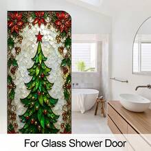 1/3pcs Christmas Window Cling, Static Cling Removable, Stained Glass Style Christmas Tree Bauble Poinsettia Decals For Glass Window, Door, Christmas Window Decor - Christmas Frosted Sticker - View 11