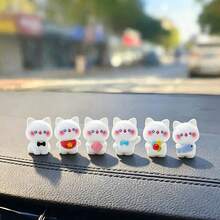 6pcs Creative Cute Cat Bib Car Dashboard Desktop Ornament DIY Car Interior Office Desk Computer Screen Decoration Accessories - Cat Bib - View 3
