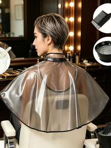 1pc Professional Waterproof Hair Dyeing Cape, Essential Hairdressing Tool For Salon And Home Haircuts - Multicolor - View 3