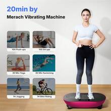 MERACH Vibration Plate Exercise Machine, Vibrating Platform For Lymphatic Drainage Weight Loss Muscle Activation, Full Body Home Exercise Equipment With LED Touch Screen Bluetooth Pull Cord - UK Plug(220-240V) - View 3