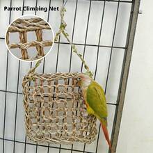 Jaring Panjat Burung Beo, Mainan Kunyah Gantung Tali Katun, Tangga Panjat dan Aksesori Sangkar Ayunan, Cocok untuk Burung Beo Kecil, Burung Parkit, Burung Lovebird, Burung Conure, Mainan Aktivitas Interaktif untuk Burung Kecil - View 3