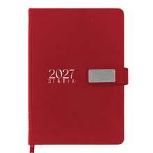 PromoClick 2027 Daily Planner Polyurethane With Magnetic Closure And Divider - Red - View 4