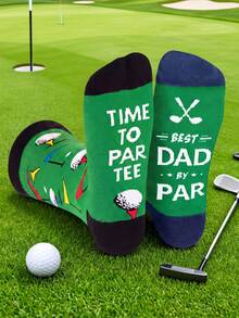 2 Pairs Men's Golf Fashion Fun Theme Mid-Calf Socks, Business Casual Sports Daily Versatile, Suitable For Daily Wear, Sports, Gifts - Multicolor - View 3