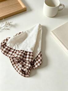 2/6/12pcs Ruffle Edge Color Block Small Checkered Fabric Cover Cloth, Multi-Purpose Lightweight Napkin Placemat, Suitable For Covering Small Appliances, Decorating Tabletop, Applicable For Afternoon Tea, Western Restaurant, Kitchen, Coffee Shop, Wedding Party - Brown - View 5