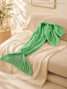 1pc Customized Text Embroidered Mermaid Tail Knitted Throw Blanket, Reusable Home Knitted Blanket, 5 Colors Available, Home Decor Accessory, Suitable As Holiday Gift For Parents, Spouse, Relatives, Ideal For Sofa Layering, Bedroom Arrangement, Daily Relaxation - Multicolor - View 14