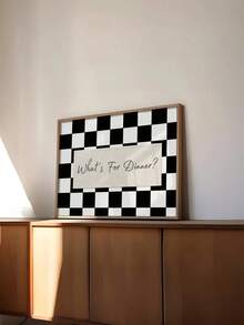 1pc Canvas Wall Art, Framed/Unframed Optional, "What To Eat Tonight?" Black And White Striped Canvas Wall Art, Modern Calligraphy Style Quote Print, Fashionable Kitchen And Dining Room Typography Art, Stylish Home Decor Gift For Foodies, Home Decor, - Letter a - View 1