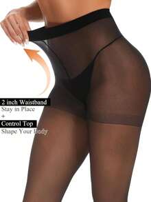 Women's Black Ultra-Thin High-Waist Transparent Tights, Soft Elastic Slim-Fit Leggings, Suitable For Daily Wear And Party Occasions - Black - View 4