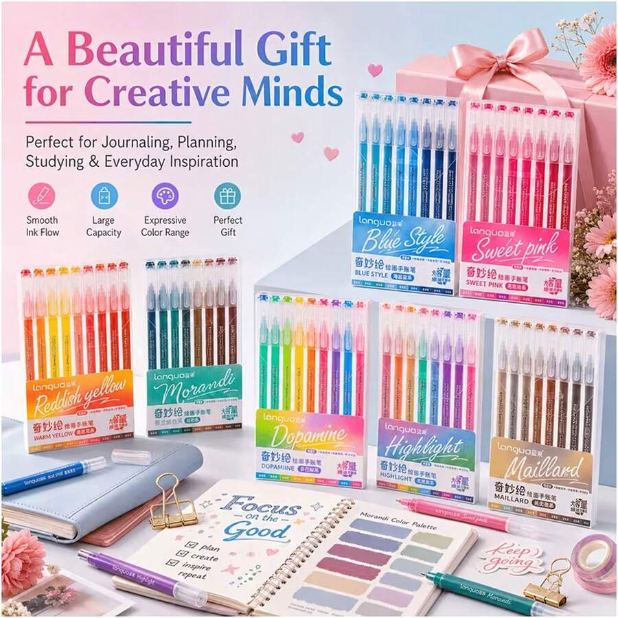 9-Color Neutral Pen Set, Large Capacity Creative Notebook Pen Set, 0.6mm Fine Tip, Smooth Writing, Suitable For Journaling, Note-Taking, Drawing, DIY Crafts And Art Supplies, Back To School, Independence Day Gift