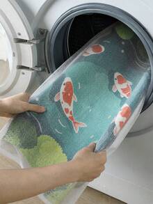 DAJIANG 1pc Lotus & Koi Fish Modern Carpet, Kitchen Rug, Hallway Rug, Bathroom Rug, Indoor/Outdoor Bedroom Hallway Living Room Bedside Floor Mat, Machine Washable Easy Clean Non-Slip Backing, Bathroom Autumn Decor Holiday Rug - Multicolor - View 7