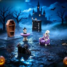 6pcs Ghost Skeleton Furniture Statue Set, Suitable For Room Decoration, Desktop Ornament, Resin Craft, Micro Landscape DIY Decoration Accessories, Applicable For Halloween Theme Party Decor - A - View 9