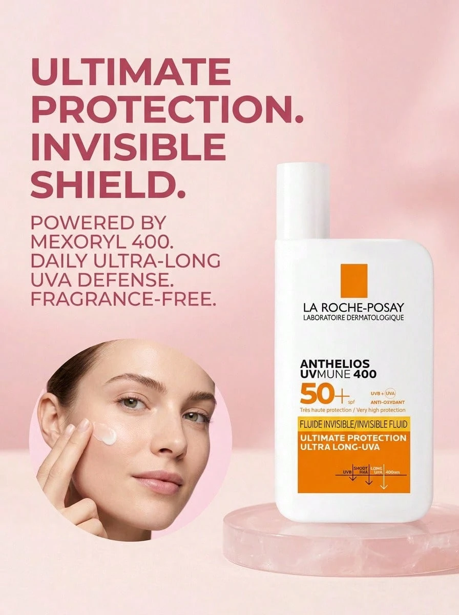 La Roche-Posay Anthelios UVMune 400 Invisible Fluid Non-Perfumed Suncream SPF50+ 50ml – Sunscreen, Broad Spectrum, For Sensitive Skin, Fragrance-Free, Invisible Finish, Mexoryl 400, Suitable For Daily Skincare Routine - Non-Perfumed - View 1