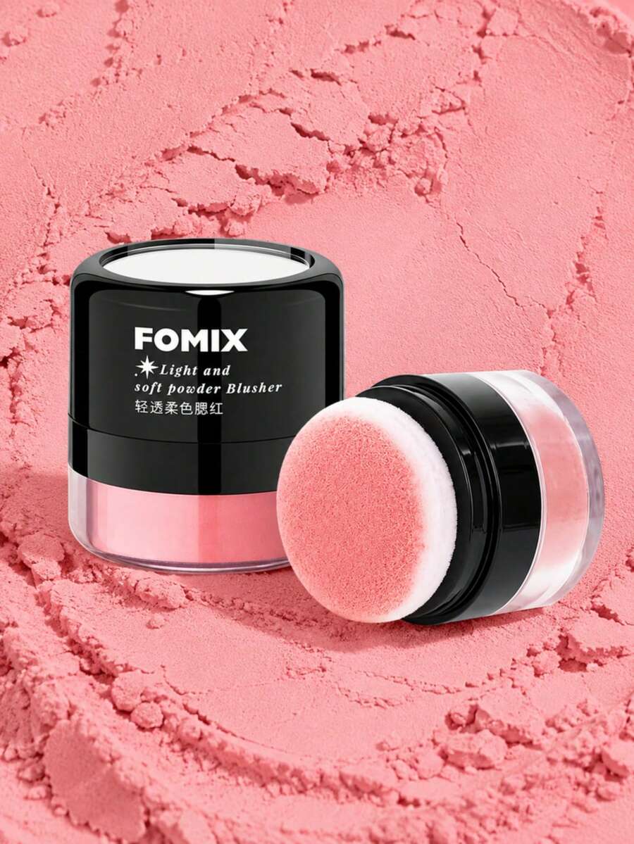 FOMIX Soft Matte Powder Blush With Built-In Air Cushion Puff, Fine Silky Lightweight Formula, Blendable Layerable Cheek Color, Natural Finish, Beginner-Friendly Portable Blush Palette For Daily Makeup, Party And Gift - Orange Pink - View 1