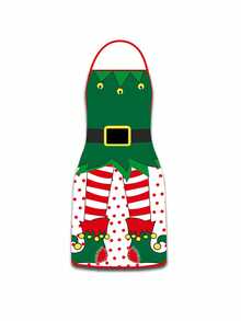 2pcs/1pc Christmas Aprons For Men And Women -Dark Green Fairy Print Pattern, Couple Aprons For Men And Women, Suitable For Christmas Party, Apron Kitchen - Multicolor - View 7