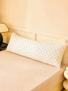 1pc 100% Beige & Black Polka Dot Print Pillow Case (Pillow Insert Not Included), Soft & Breathable, Envelope Closure, Suitable For Bed, Sofa, Living Room Decor, Country Style, Size 20"X54", Decorative Pillow Case, Washable, Suitable For Men & Women - White - View 1