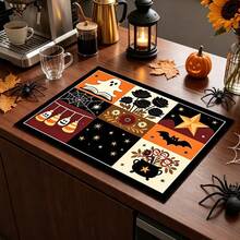1pc Dish Drying Mat, Coffee Machine Mat, Halloween Theme Cartoon Table Mat, Kitchen Countertop Absorbent Mat, Dish Drainer Mat, Tabletop Scratch-Resistant Protective Mat, Holiday Decorative Table Mat, Multi-Purpose Drying Mat, Home Gift, Desktop Decoration - XYLSD-984 - View 2