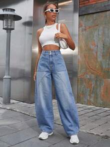 HAPPY GIRL Spring/Autumn Fashion Casual Cute Party Evening Date School Vacation Daily Travel Airport Outfit Women's Long Curved Leg Pants - Blue - View 3