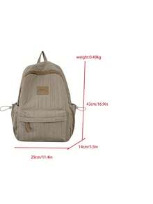 Korean Style Large Capacity Backpack For Students, Lightweight Nylon School Bag, Minimalist Solid Color Casual Bookbag, Shoulder Bag For Daily Travel - Multicolor - View 14