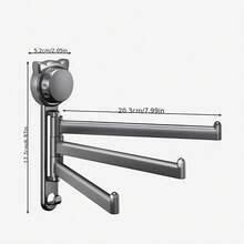 1pc Kitchen Cloth Rack With Strong Suction Cup, 3 Hooks, Multi-Bar Rotating Drain Rack For Window Sill, Easy Installation Without Drilling, Suitable For Sink And Basin Cloth, Towel Storage Hooks - Grey - View 7