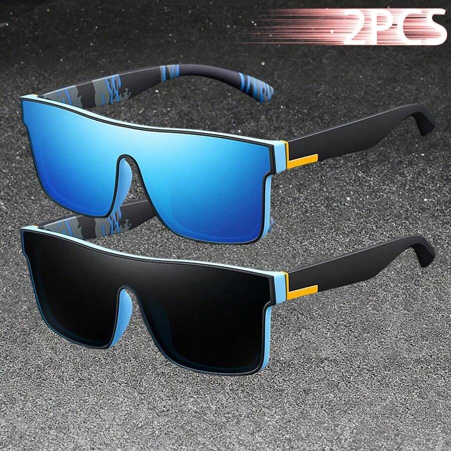 WSZ 2PCS New Fashion Retro Sport Glasses With Multiple Colors To Choose From For Men's And Women's Eyeglass Suitable For Wearing In Multiple Scenarios