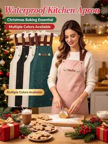 1pc Solid Color Adjustable Strap Apron, Waterproof And Stain-Resistant, Durable And Lightweight, Easy To Clean, Large Capacity Dual Pocket Design, Suitable For Kitchen Cooking, Making Dumplings, Home Cleaning, Camping, Picnic - Multicolor - View 4