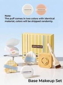 OEIEZ 6pcs Korean Style Makeup Set, Triangle Foundation Brush, Multiple Makeup Sponges, Disposable Color Mixing Paper, Portable Travel Makeup Kit - Multicolor - View 1