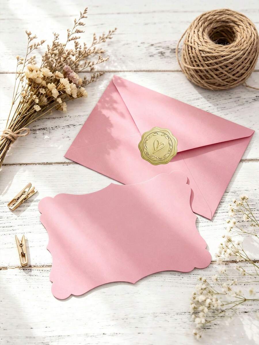 50pcs/24sets Mini Envelopes With Blank Note Cards & Sealing Sticker,Small Self-Adhesive Envelopes For Weddings Small Gatherings Love Letters Holiday Cards Graduation Ceremony,Invitations RSVP Cards,Thanksgiving Halloween Christmas Party.(Pink)