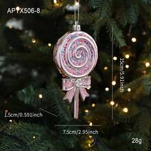 Christmas Tree Hanging Decorations, Pink Cute Plastic Ornaments, Snowflake Shell Unicorn Ice Cream Shapes, 3D Christmas Tree Window Decor - Multicolor - View 16