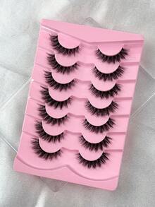 7 Pairs Clear Band Fake Eyelashes Natural Cils Thick False Eyelashes Cross Eye Lashes Reusable Eyelash Makeup Transparent Band Cat Eye Eyelash Makeup Essentials Strip Lashes Lashes Eyelashes Fake Lashes - Black - View 8